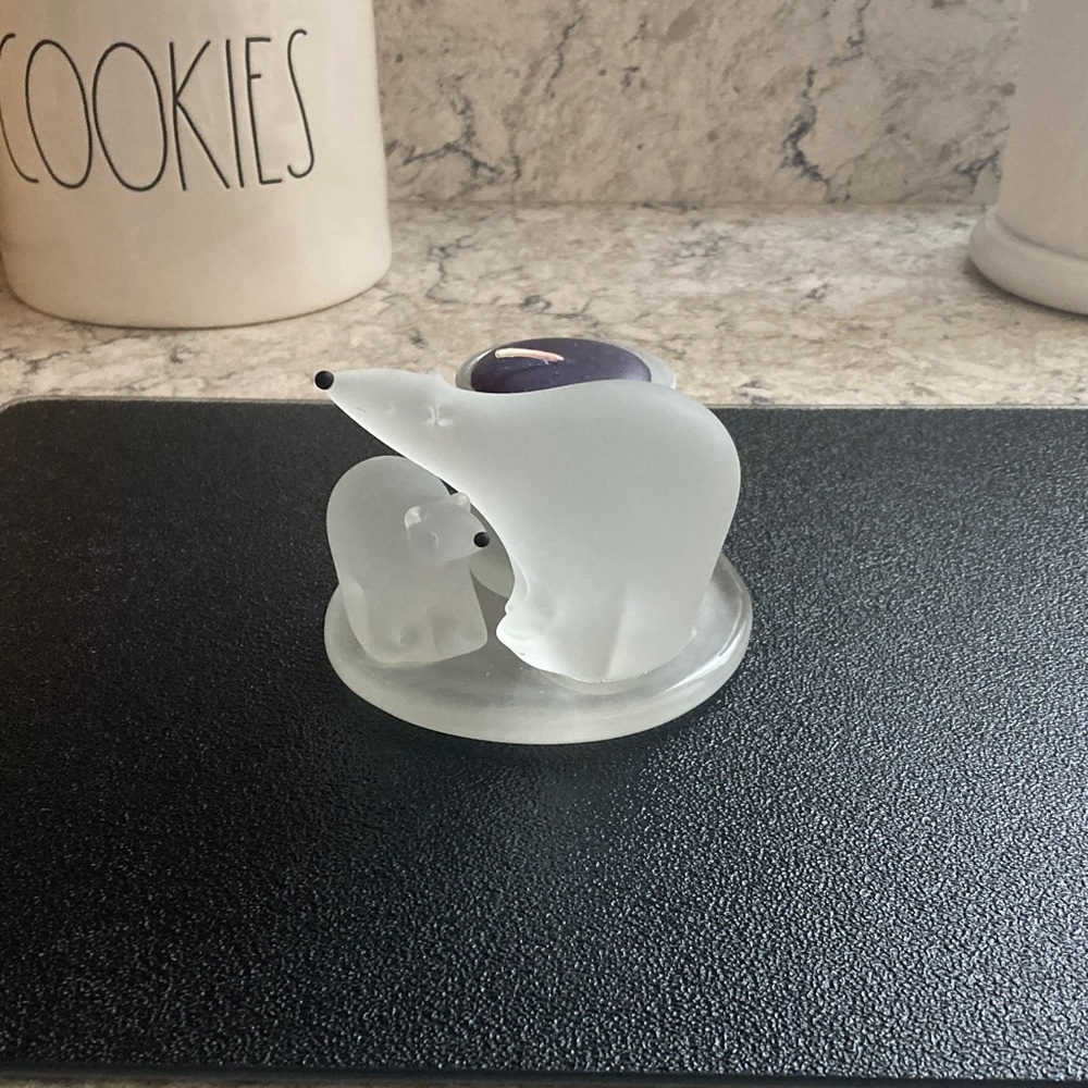 PartyLite Frosted Glass Polar Bear Votive Holder - Rare/Retired